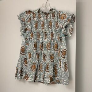 Oliphant Blue and Brown Patterned Top